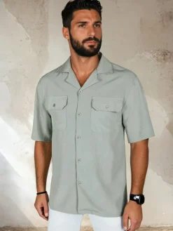 Koszule Męskie>Dstreet Koszula męska z krótkim rękawem szara KX1085