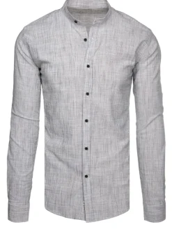 Wyjątkowe Okazje|Koszule Męskie>Dstreet Koszula męska ze stójką z długim rękawem szara DX2659