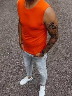 Koszulki Męskie>Dstreet Koszulka bez rękawów męska bez nadrukupomarańczowy RX4919