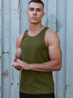 Koszulki Męskie>Dstreet Koszulka bez rękawów męska gładka zielona RX5621