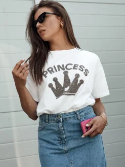 T-Shirty Damskie>Dstreet Koszulka damska PRINCY biały RY2650