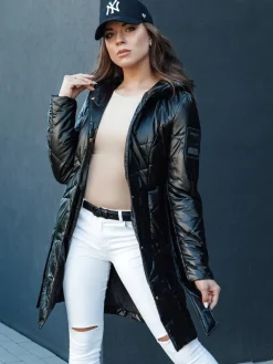 Płaszcze Damskie|Kurtki Damskie>Dstreet Kurtka damska pikowana długa z kapturem PAUL czarna TY4415