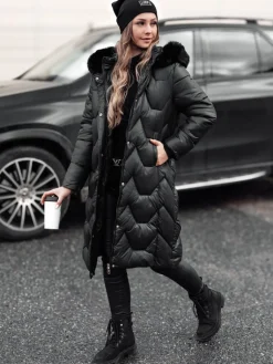 Płaszcze Damskie|Kurtki Damskie>Dstreet Kurtka damska pikowana długa WINTERACT czarna TY4775