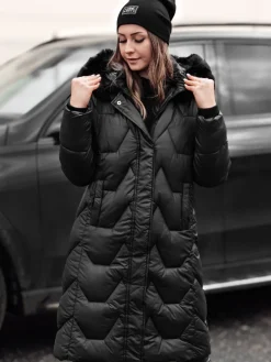 Płaszcze Damskie|Kurtki Damskie>Dstreet Kurtka damska pikowana długa WINTERACT czarna TY4775