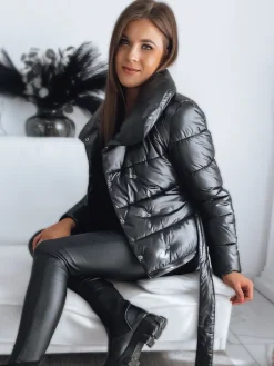 Płaszcze Damskie|Kurtki Damskie>Dstreet Kurtka pikowana damska płaszcz LONDON PREMIUM czarna TY3163