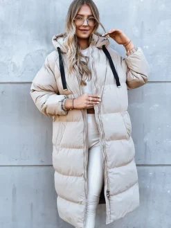 Kurtki Damskie|Płaszcze Damskie>Dstreet Kurtka zimowa damska COZYSEASON beżowa TY3901