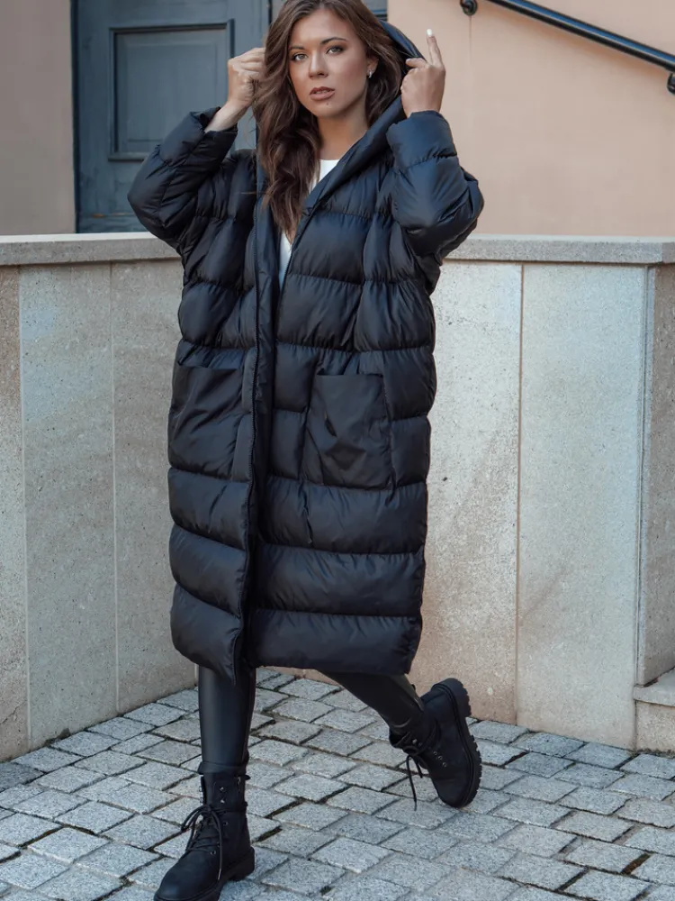 Płaszcze Damskie|Kurtki Damskie>Dstreet Kurtka zimowa damska oversize z kapturem ANNIKA czarna TY4541