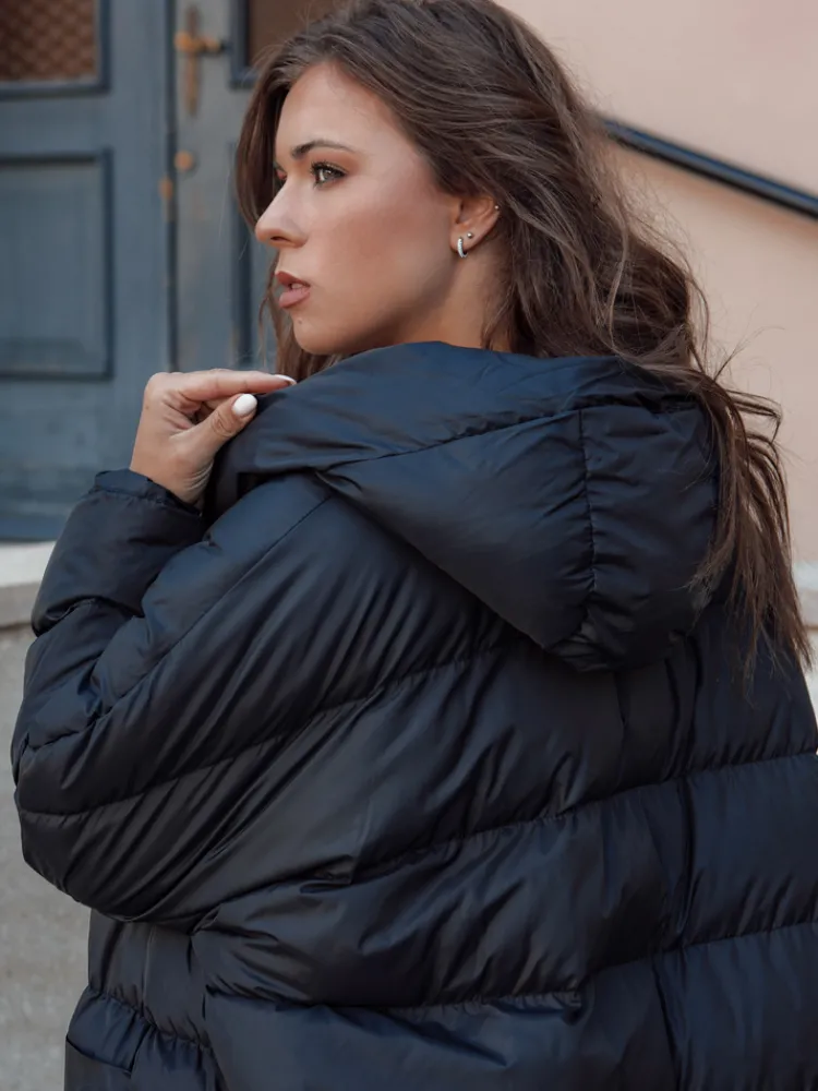 Płaszcze Damskie|Kurtki Damskie>Dstreet Kurtka zimowa damska oversize z kapturem ANNIKA czarna TY4541