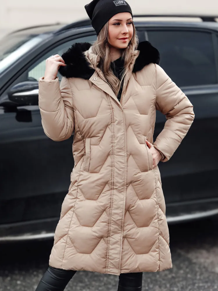 Płaszcze Damskie|Kurtki Damskie>Dstreet Kurtka zimowa damska pikowana długa WINTERACT beżowa TY4777