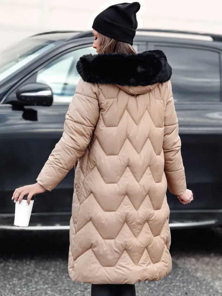 Płaszcze Damskie|Kurtki Damskie>Dstreet Kurtka zimowa damska pikowana długa WINTERACT beżowa TY4777