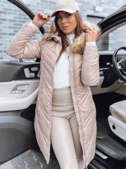 Kurtki Damskie>Dstreet Kurtka zimowa damska pikowana VEIL kamelowa TY4013