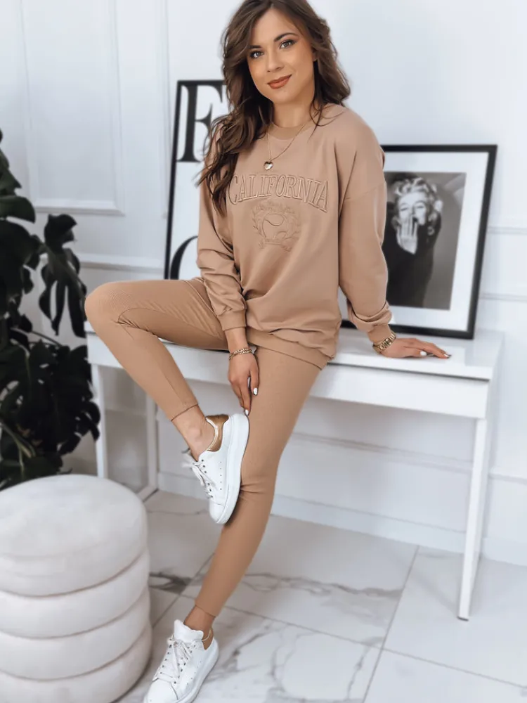 Spodnie Damskie>Dstreet Legginsy damskie CALIFORNIA TEAM beżowe UY1411