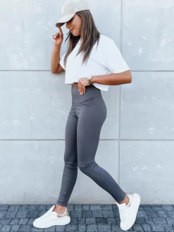 Spodnie Damskie>Dstreet Legginsy damskie LOOK ME szare UY1619