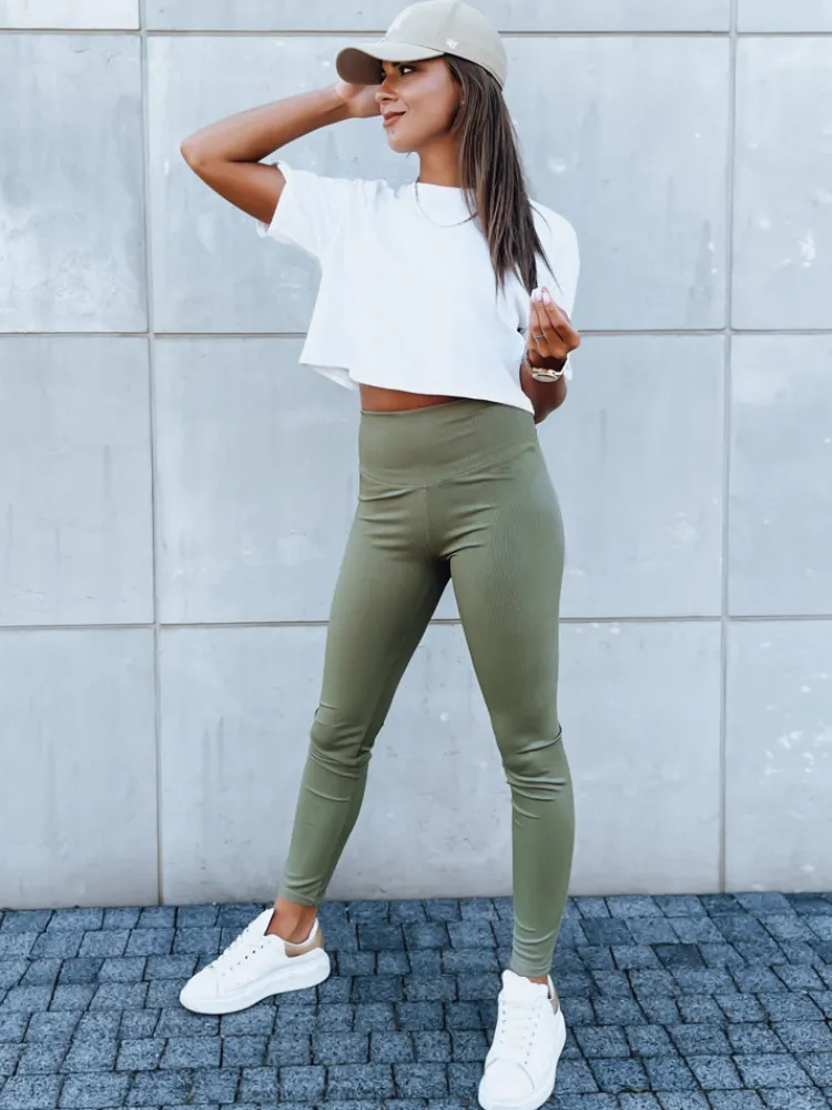 Spodnie Damskie>Dstreet Legginsy damskie LOOK ME zielone UY1618