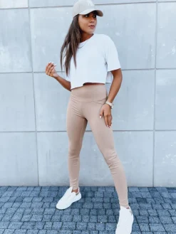 Spodnie Damskie>Dstreet Legginsy damskie LOOK ME kamelowe UY1620