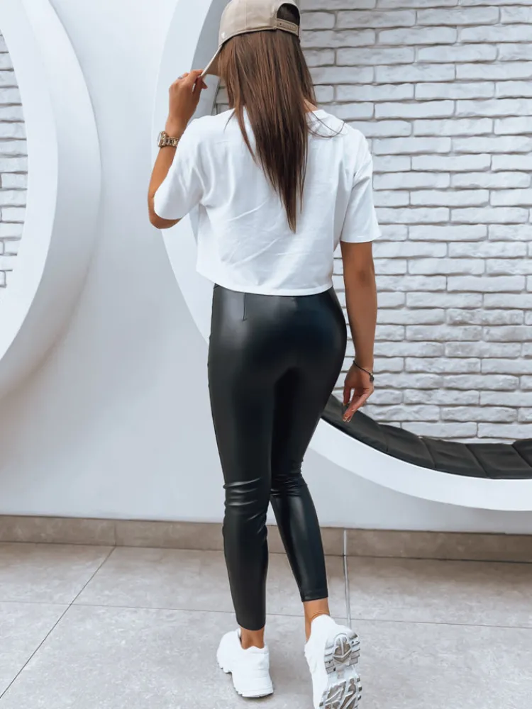 Spodnie Damskie>Dstreet Legginsy damskie skórzane GALACTIC GAZE czarne UY1566