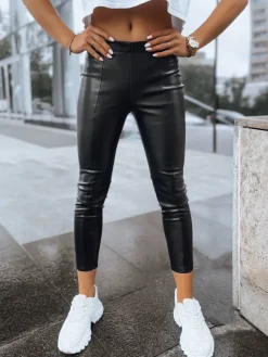 Spodnie Damskie>Dstreet Legginsy damskie skórzane COSMIC GLAMOUR czarne UY1565