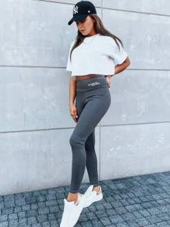 Spodnie Damskie>Dstreet Legginsy damskie sportowe SIMPLE LIFE szare UY1615