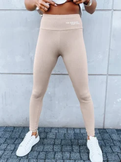 Spodnie Damskie>Dstreet Legginsy damskie sportowe SIMPLE LIFE kamelowe UY1616