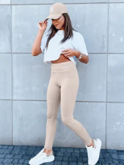 Spodnie Damskie>Dstreet Legginsy damskie sportowe SIMPLE LIFE kamelowe UY1616