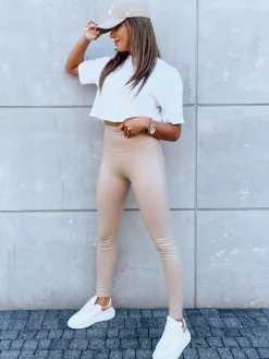 Spodnie Damskie>Dstreet Legginsy damskie woskowane EDIT beżowe UY1623