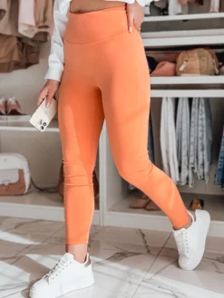 Spodnie Damskie>Dstreet Legginsy damskie z efektem push-up DIMODOI pomarańczowe UY2335