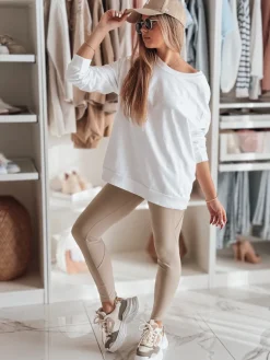 Spodnie Damskie>Dstreet Legginsy damskie z wysokim stanem FLEXION beżowy UY2337