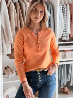 Bluzki Damskie>Dstreet Long sleeve damski one size FELORIA pomarańczowy RY2782