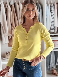 Bluzki Damskie>Dstreet Long sleeve damski one size FELORIA żółty RY2778
