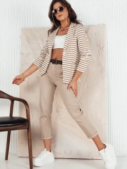 Marynarki Damskie>Dstreet Marynarka damska COLLIN ecru PY0091