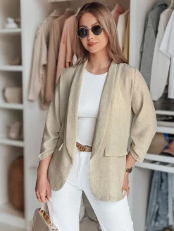 Marynarki Damskie>Dstreet Marynarka damska oversize SOFT LOVE jasnobrązowa PY0133