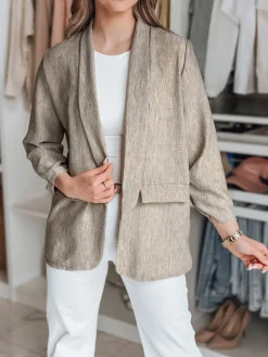 Marynarki Damskie>Dstreet Marynarka damska oversize SOFT LOVE ciemnobrązowa PY0130