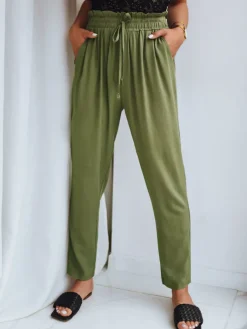 Spodnie Damskie>Dstreet Materiałowe spodnie damskie ADELIS zielone UY1554