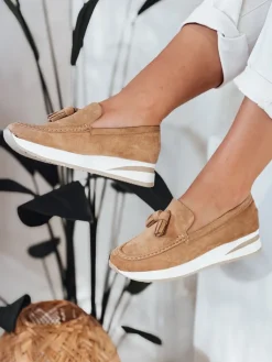 Mokasyny|Espadryle>Dstreet Mokasyny damskie na lekkim koturnie MOCCKO khaki ZY0715