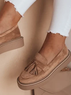 Mokasyny|Espadryle>Dstreet Mokasyny damskie na platformie TASSME beżowe ZY0695