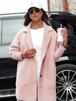 Płaszcze Damskie>Dstreet Płaszcz damski alpaka RITA II różowy NY0681