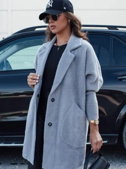 Płaszcze Damskie>Dstreet Płaszcz damski alpaka RITA II ciemnoszary NY0673