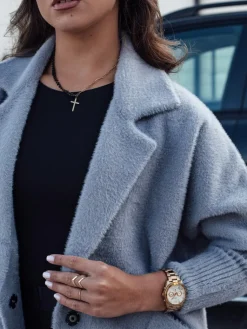 Płaszcze Damskie>Dstreet Płaszcz damski alpaka RITA II ciemnoszary NY0673