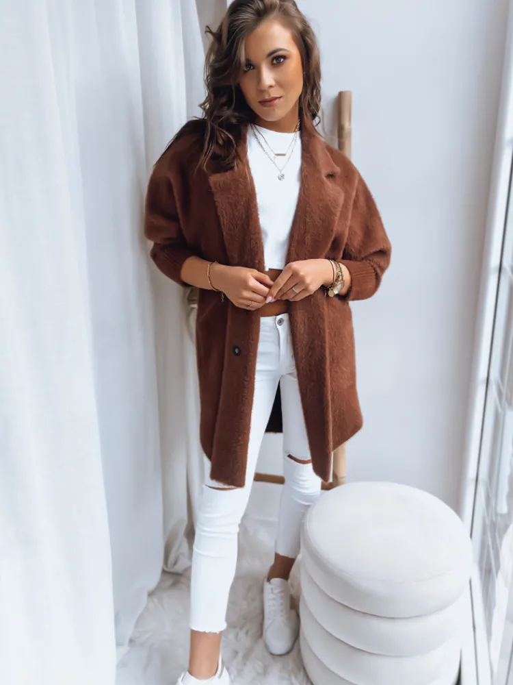 Płaszcze Damskie>Dstreet Płaszcz damski alpaka RITA II czekoladowy NY0623