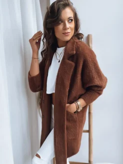Płaszcze Damskie>Dstreet Płaszcz damski alpaka RITA II czekoladowy NY0623