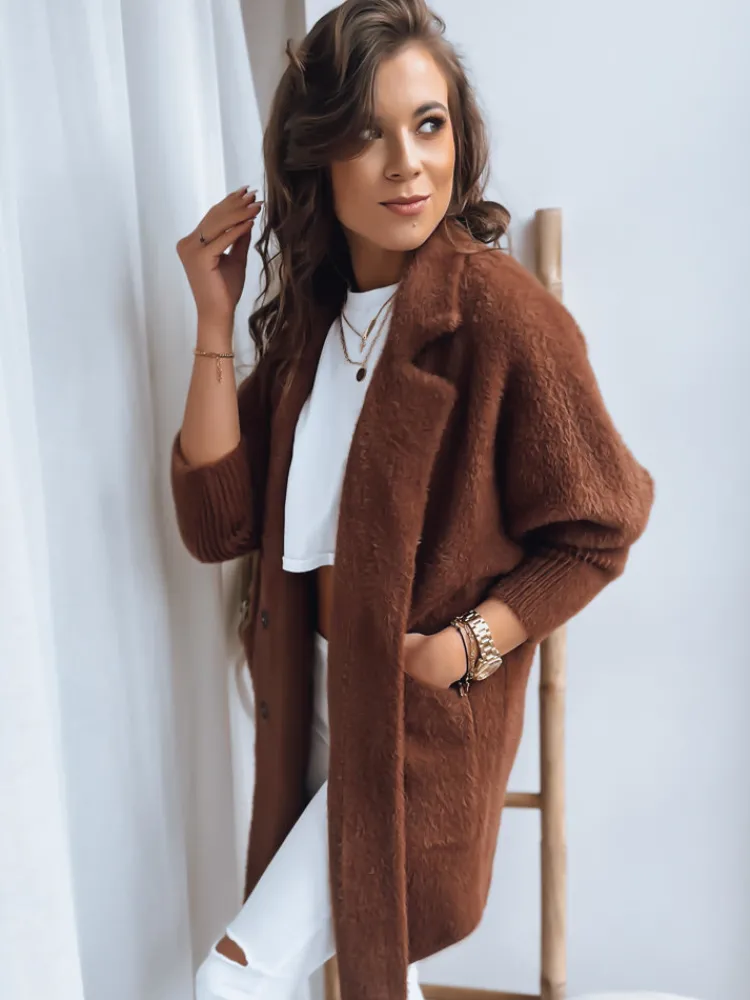 Płaszcze Damskie>Dstreet Płaszcz damski alpaka RITA II czekoladowy NY0623