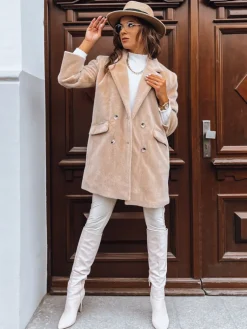 Płaszcze Damskie>Dstreet Płaszcz damski alpaka SERENITY jasnobeżowy TY3886