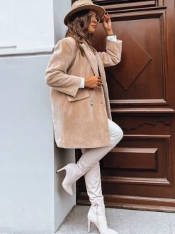 Płaszcze Damskie>Dstreet Płaszcz damski alpaka SERENITY jasnobeżowy TY3886