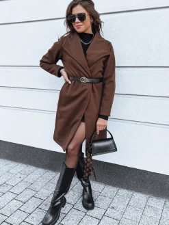 Płaszcze Damskie>Dstreet Płaszcz damski CELESTIA czekoladowy NY0637