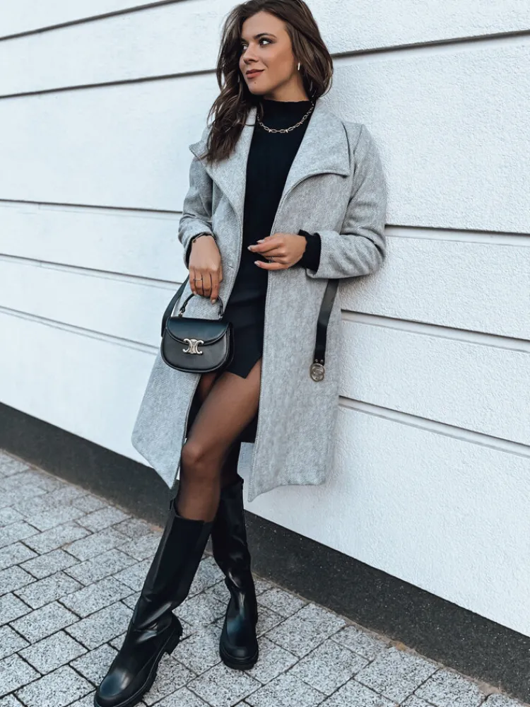 Płaszcze Damskie>Dstreet Płaszcz damski CELESTIA jasnoszary NY0649