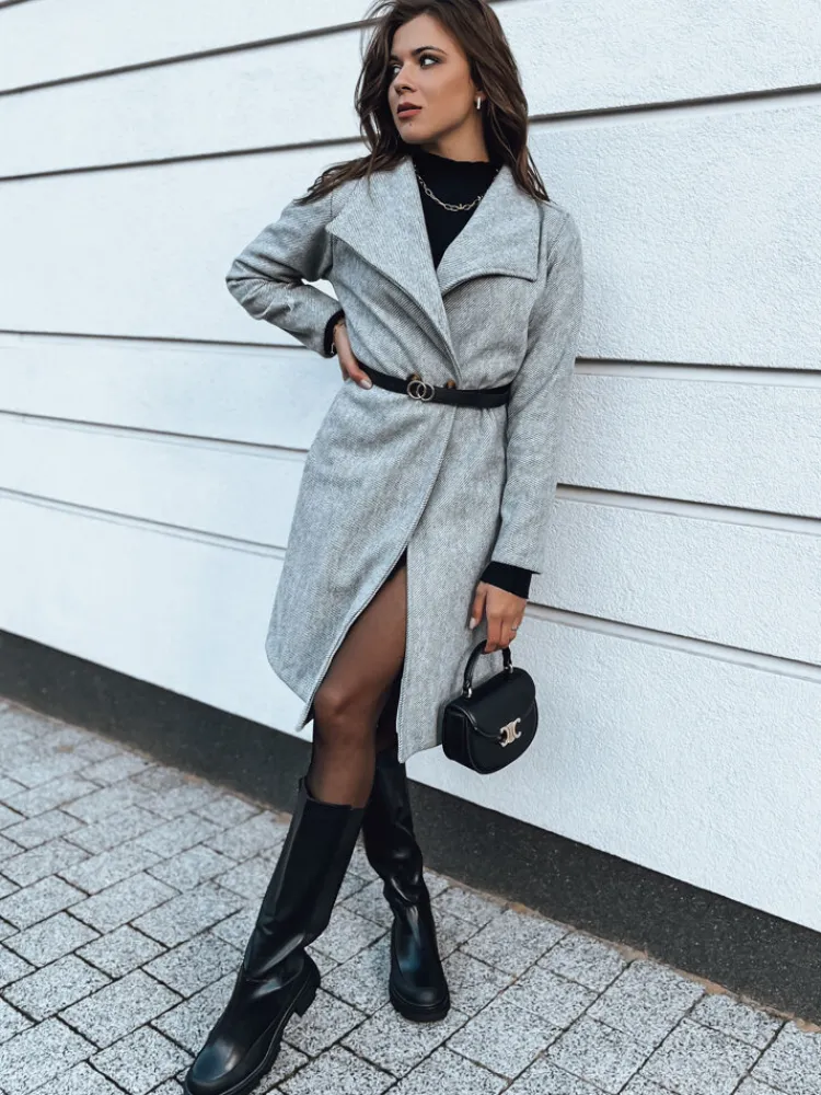 Płaszcze Damskie>Dstreet Płaszcz damski CELESTIA jasnoszary NY0649