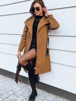 Płaszcze Damskie>Dstreet Płaszcz damski CELESTIA kamelowy NY0641