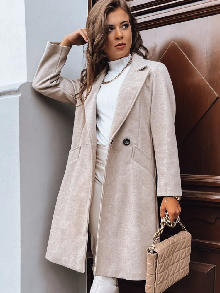 Płaszcze Damskie>Dstreet Płaszcz damski HARVEST jasnobeżowy TY3883