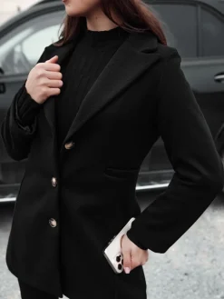 Płaszcze Damskie>Dstreet Płaszcz damski jednorzędowy BELVEONE czarny NY0732