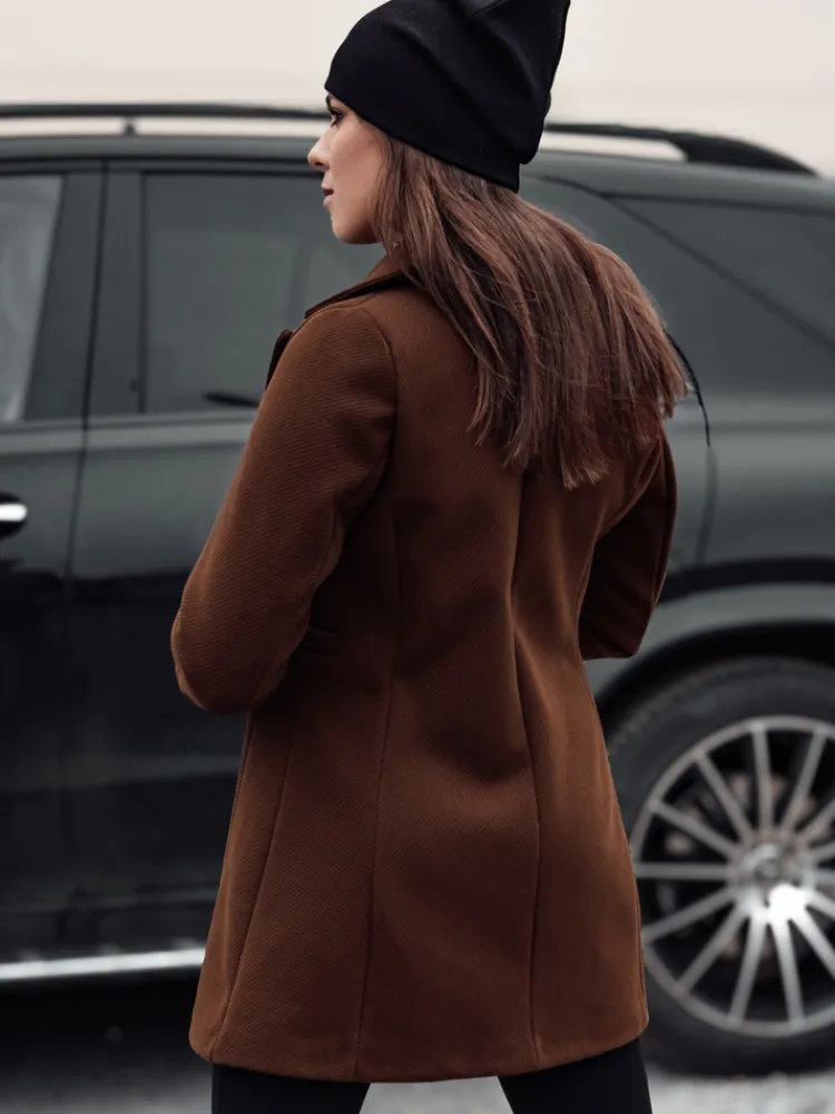 Płaszcze Damskie>Dstreet Płaszcz damski jednorzędowy BELVEONE czekoladowy NY0731